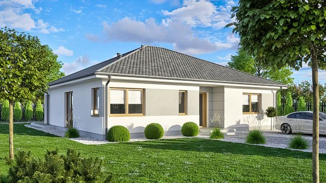 DOM JEDNORODZINNY "KOMFORT 4"<br><span style="font-size: 16px">131m<sup>2</sup> | Parterowy</span>